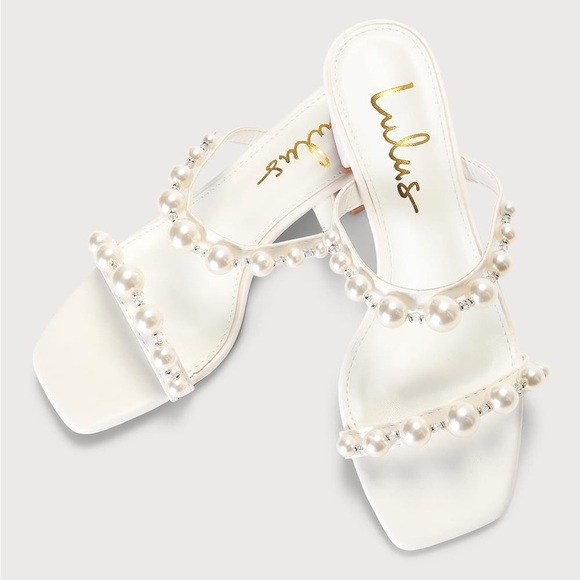 NWOT Lulus Damii White Pearl Slide Sandals - Picture 3 of 7